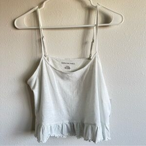 NWT AE Outfitters Medium  White Ruffled Crop Camisole Layering Y2K Minimalist